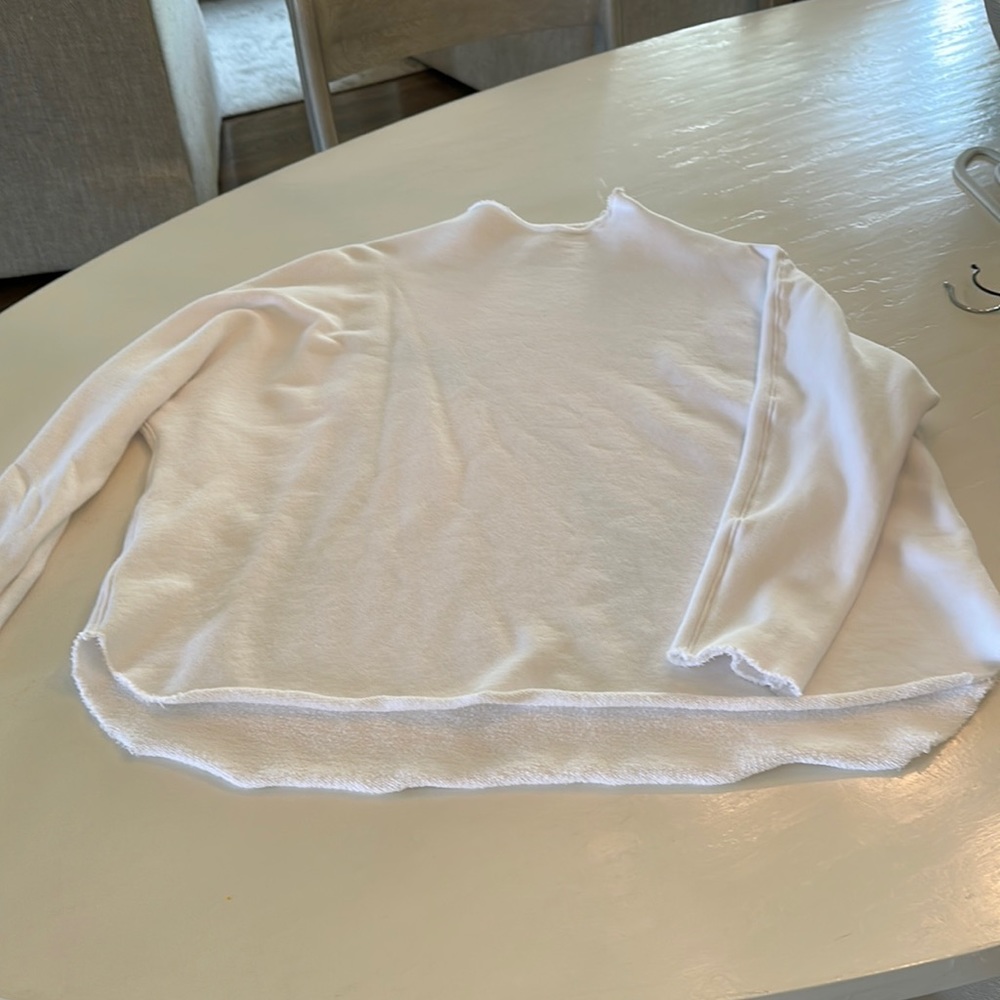 Frank and Eileen raw hem funnel neck